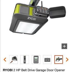RYOBI Ultra-Quiet 2 HP Belt Drive Garage Door Opener w/Battery Backup Capability